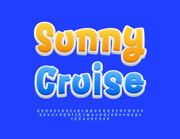 Vetor anúncio de tendência vetorial sunny cruise criativo fonts engraçados letras do alfabeto modernas escritas à mão