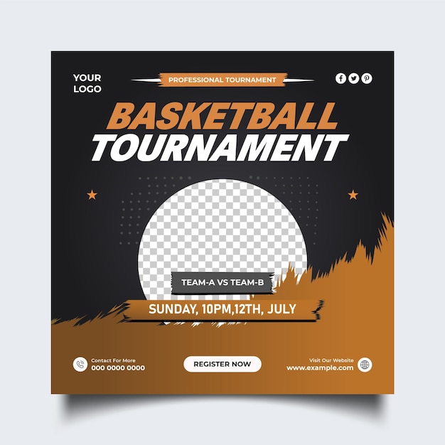 Anúncio do torneio de basquete Design de postagem de mídia social