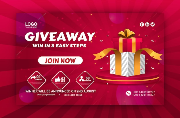 Anúncio do vencedor do sorteio Modelo de postagem de mídia social Anuncio do vencedor da sorteio Vector