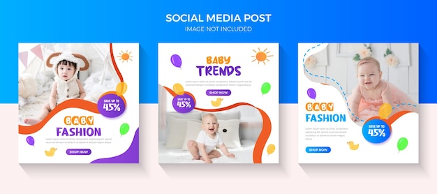 anúncios de mídia social de venda de moda infantil post para bebês, venda de bebês, grande venda de moda, anúncios de moda para bebês