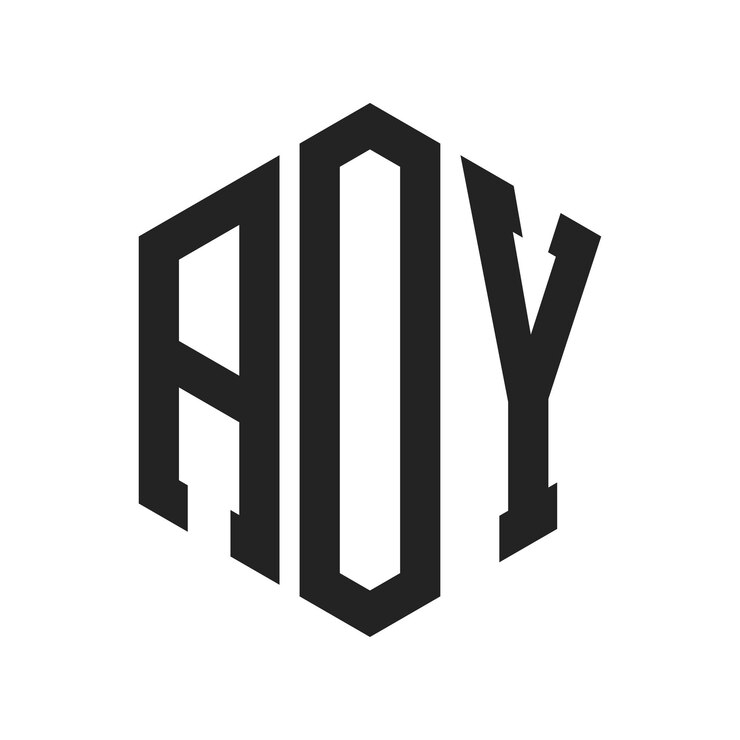 Vetor aoy logo design letra inicial aoy monograma logotipo usando forma de hexágono
