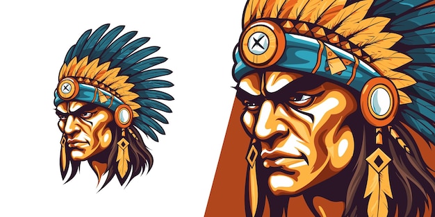 Vetor apache reign bold native american mascot logo para esportes esports e impressão de camiseta