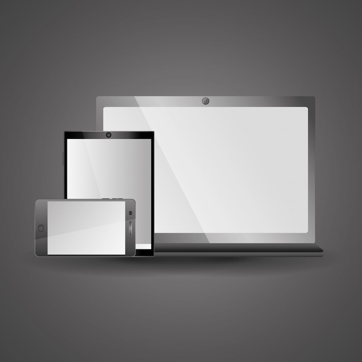 Vetor aparelhos de ícone de tablet e laptop smartphone eletrônicos