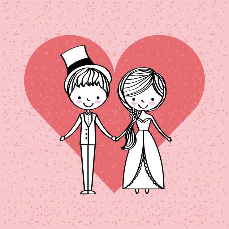 Vetor apenas casado feliz