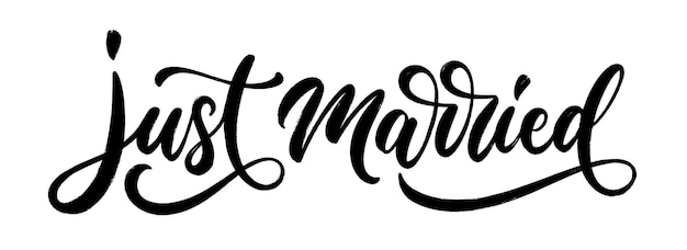 Apenas casado letra de mão frase caligrafia pincel vetor design de texto