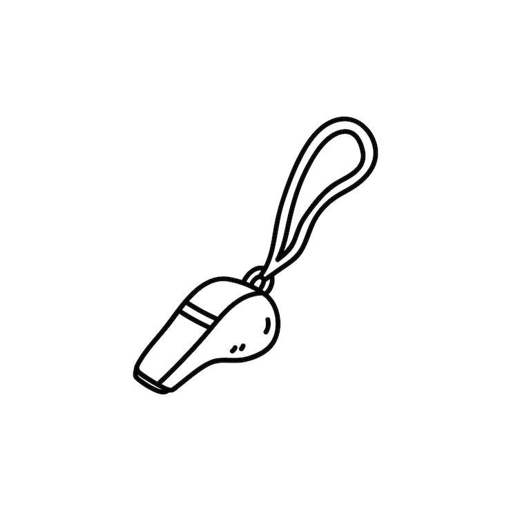 Vetor apito isolado em fundo branco ilustração de rabiscos desenhados à mão de equipamentos esportivos
