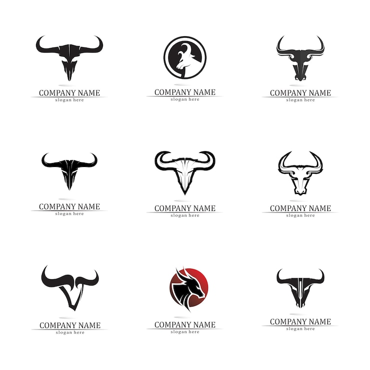 Vetor aplicativo de ícones de logotipo e símbolo de chifre de touro