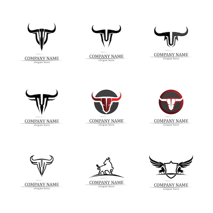 Vetor aplicativo de ícones de logotipo e símbolo de chifre de touro