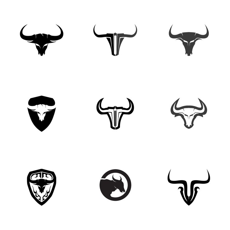 Vetor aplicativo de ícones de logotipo e símbolo de chifre de touro