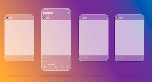 Vetor aplicativo de interface de tela de modelo para mídia social design de moldura de maquete conceito de mídia social