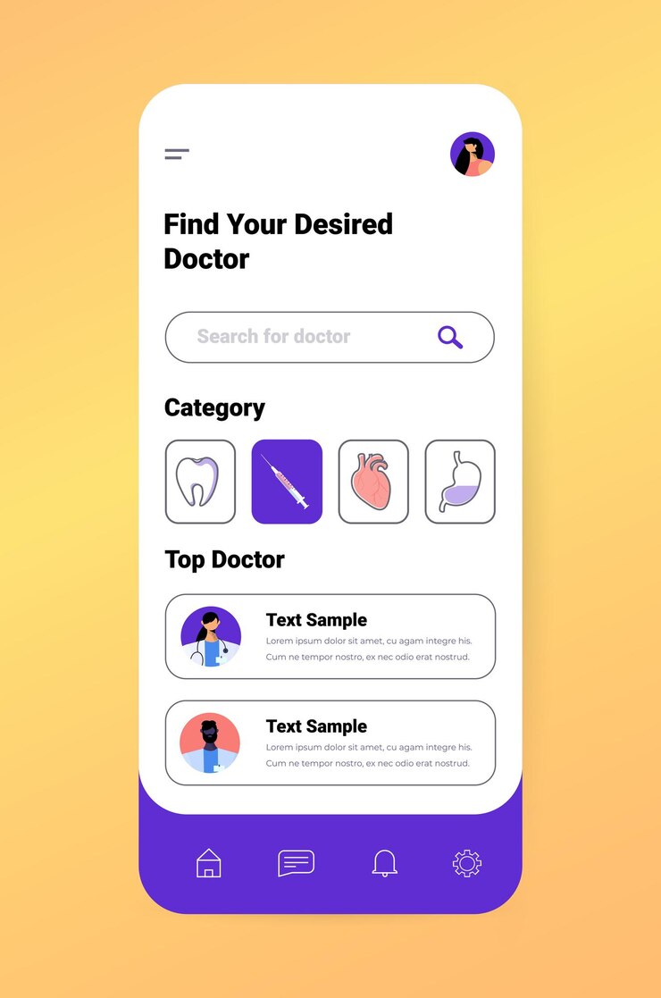 Vetor aplicativo médico na tela do smartphone diagnóstico inovador consulta on-line conceito de saúde ilustração vetorial vertical