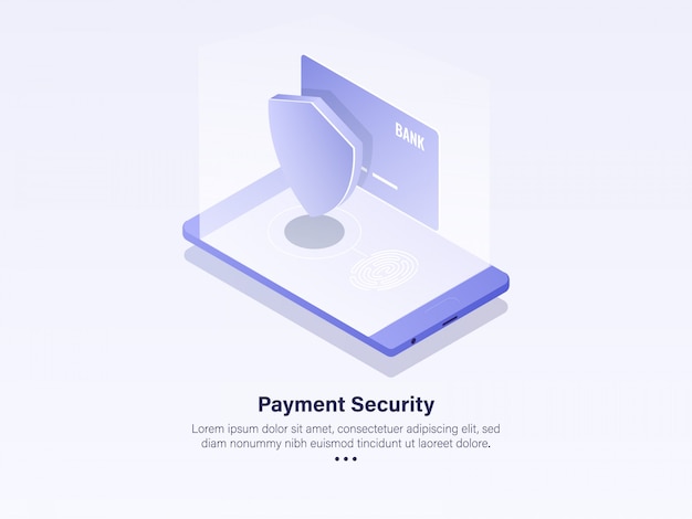 Aplicativo móvel seguro isométrico de segurança de pagamento