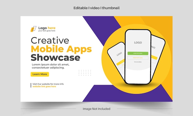 Vetor aplicativos móveis editáveis exibem o design de miniaturas do youtube para todos os vídeos