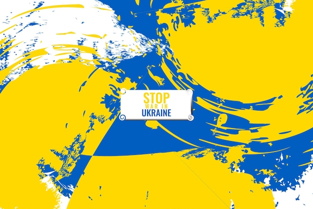 Apoie e ame o estilo de banner criativo da ucrânia para a guerra com o modelo de fundo vetorial de estilo grunge abstrato