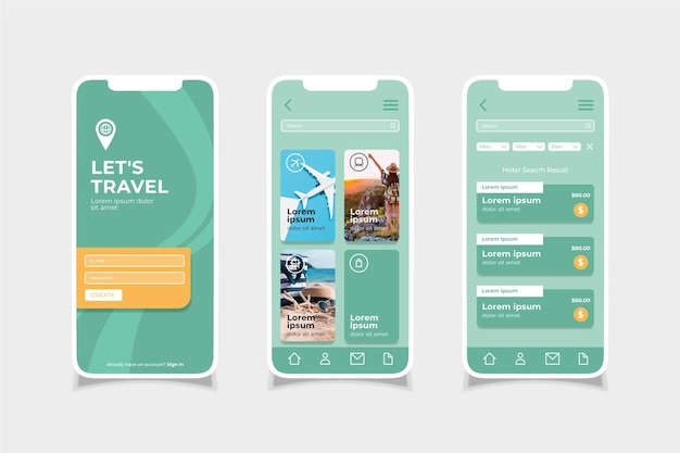 Vetor app de reserva de viagens