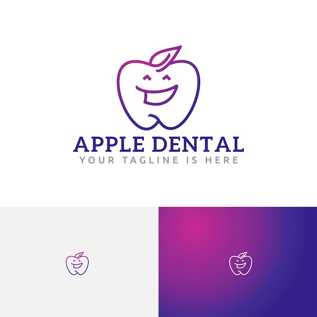 Apple dental dentist clinic happy cartoon line logo