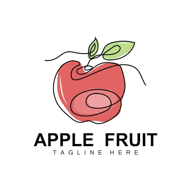 Apple logo design frutas vector com linha arte estilo frutas e jardim ilustração modelo de produtos de marca de loja de frutas