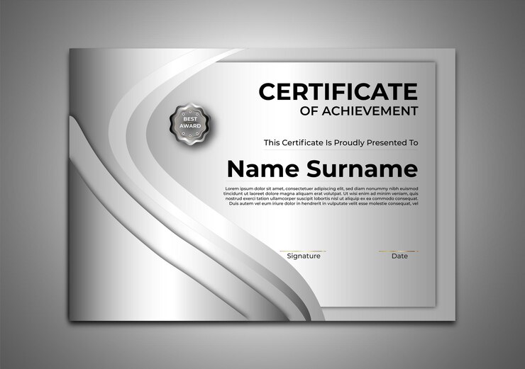 Vetor apreciação de diploma de certificado moderno