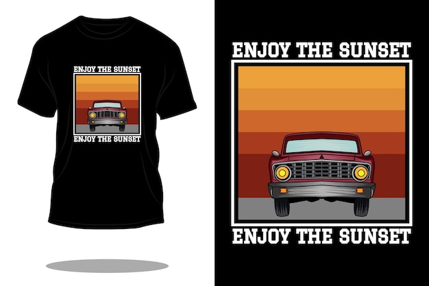 Aprecie o design de camiseta retrô do pôr do sol