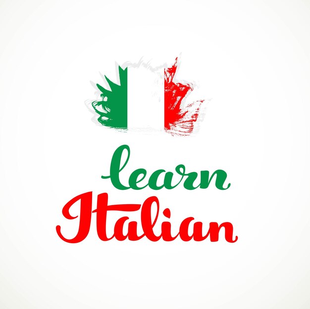 Aprenda a inscrição caligráfica italiana em um fundo branco