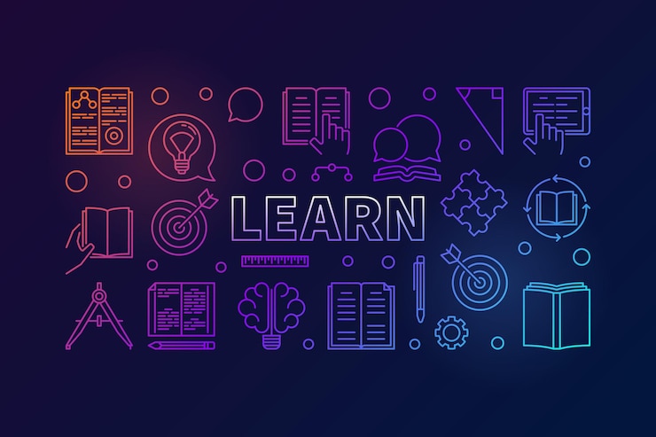 Vetor aprenda ilustração horizontal ou banner de educação colorida vetorial