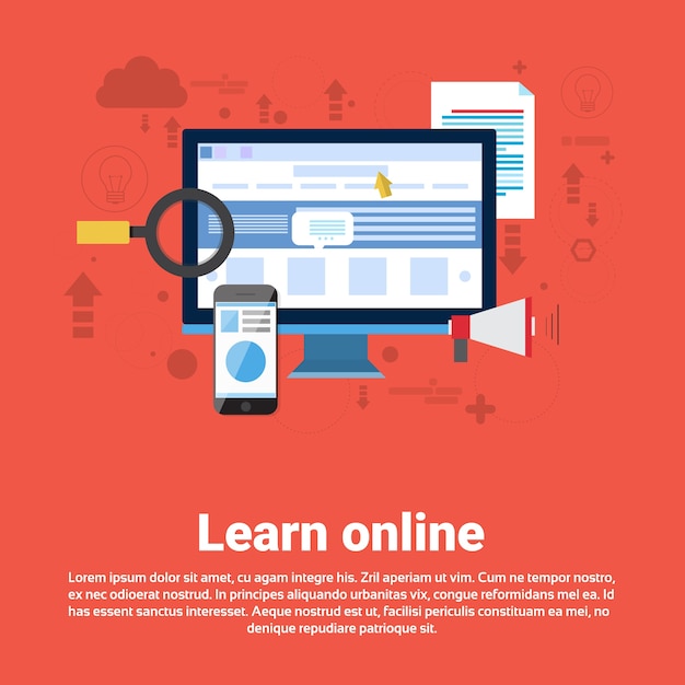 Aprenda on-line educação web banner plano