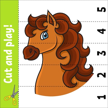 Aprendendo números 15 cavalo animal cortar e brincar planilha de educação  jogo para crianças página de atividade colorida