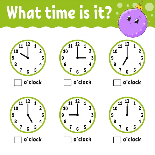 Aprendendo o tempo no relógio. planilha de atividade educacional para crianças e crianças.