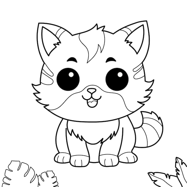 aprender a colorir um gato com algumas plantas para crianças