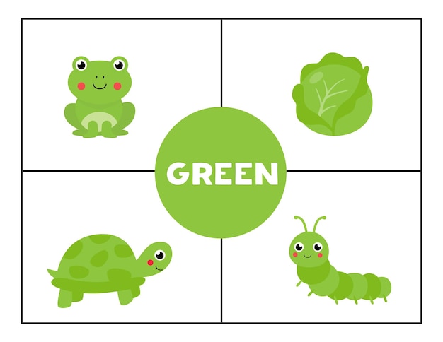 Aprender cores primárias básicas para crianças. Cor verde.