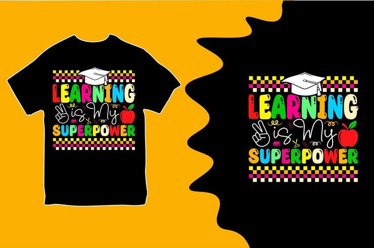 Vetor aprender é o meu design de camiseta de superpoder ilustração vetorial