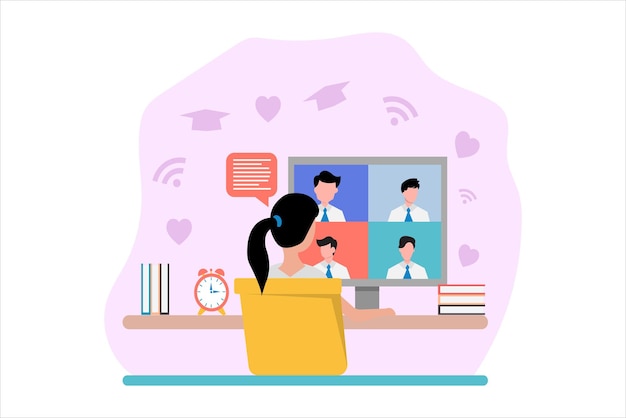 Aprendizagem on-line de design de ilustração plana