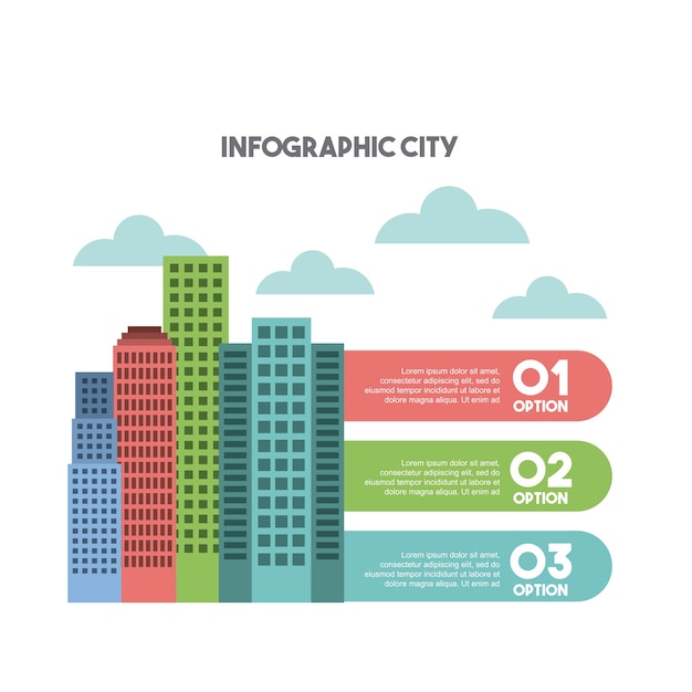 Apresentação de cidade de edifícios infográfico