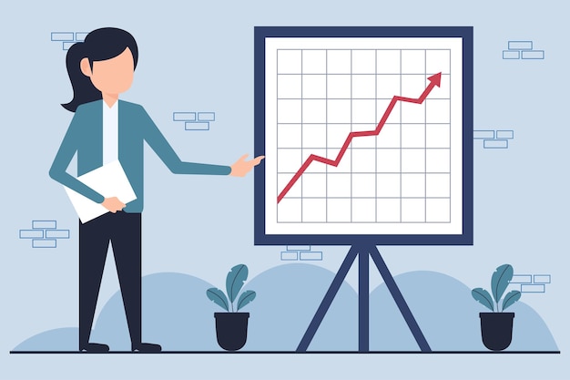 Apresentação de Crescimento Empresarial com Ilustração de Gráfico Crescente