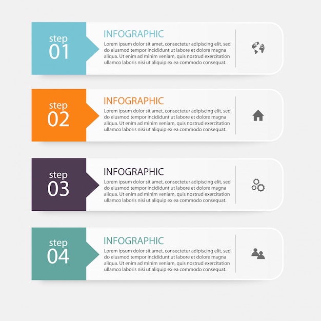 apresentação de etapas de infográficos de informação