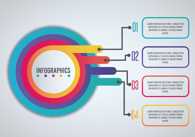 Apresentação de infográfico com formas de círculo e números