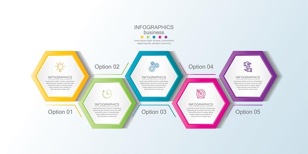 Apresentação do infográfico de negócios colorido com etapas