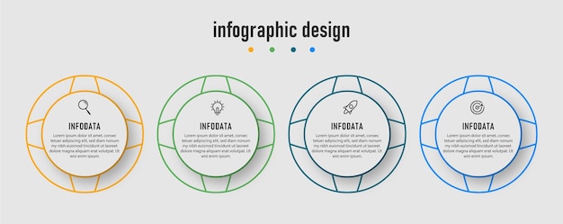 Apresentação empresarial infográfico design elegante modelo profissional com 4 etapas premium vector