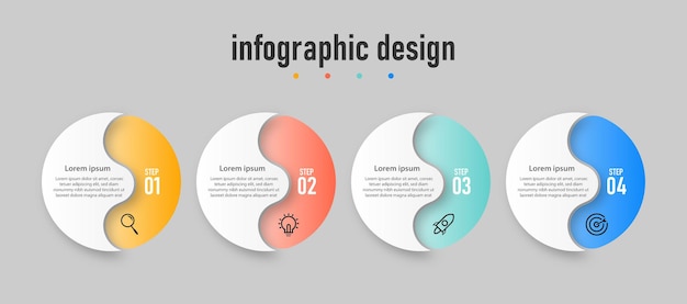 Apresentação negócios criativos infográficos design modelo de efeito de vidro transparente com 4 opções