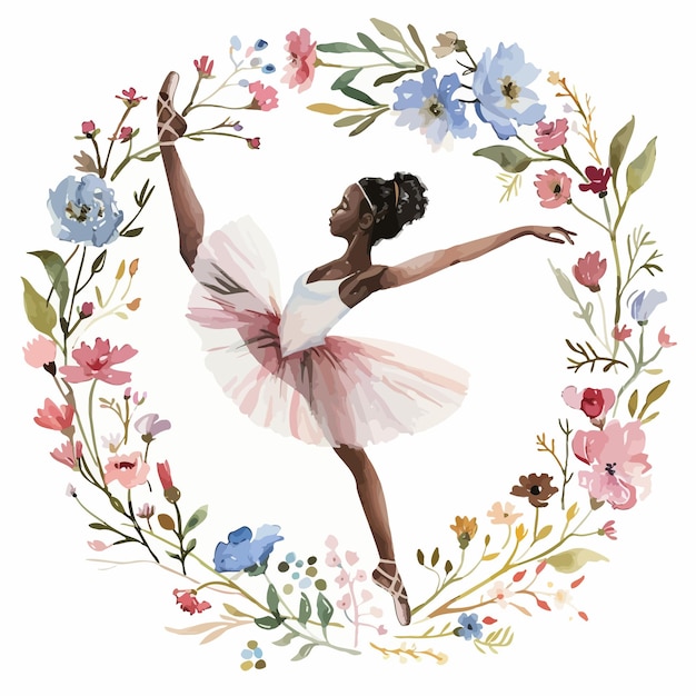 Vetor aquarela_africana_americana_ballerinaballet