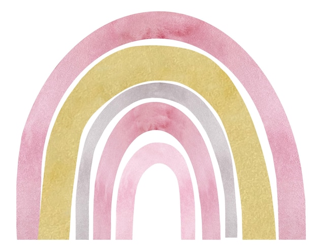 Aquarela arco-íris de berçário boho em cores neutras rosa