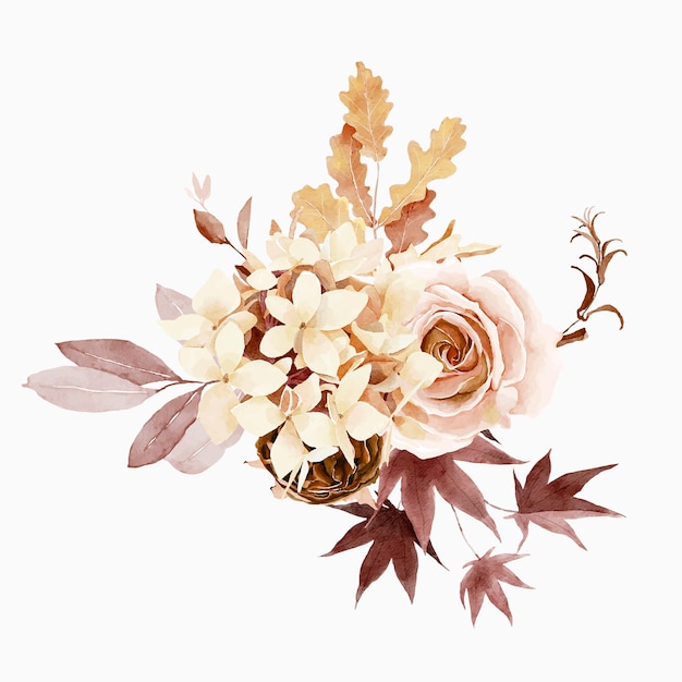 Aquarela bouquet floral outono