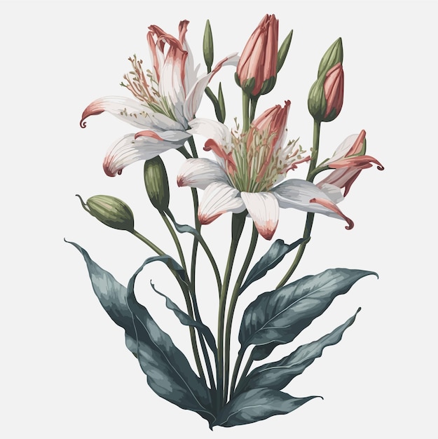 Vetor aquarela canadá lírio clipe floral bouquet vector