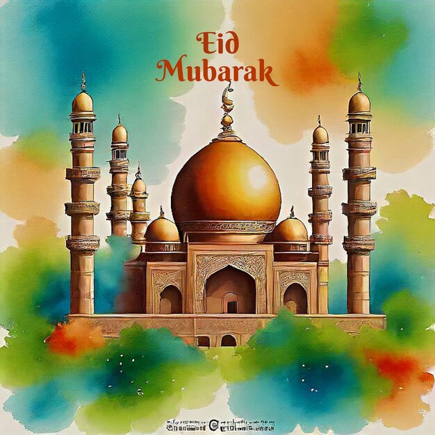 Vetor aquarela conceito de eid mubarak