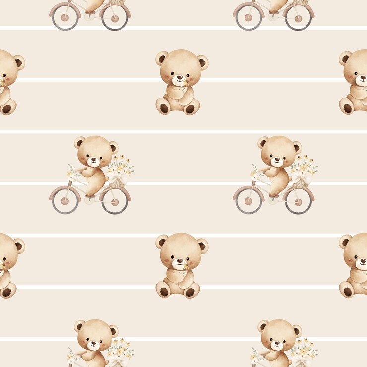 Vetor aquarela cute baby bear padrão sem costura