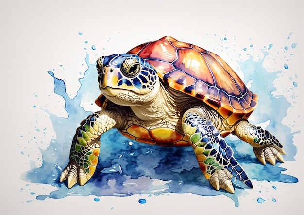 Aquarela Cute Turtle Clipart