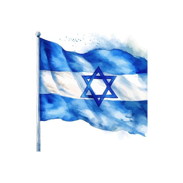 Vetor aquarela da bandeira de israel desenho de ilustração vetorial