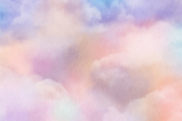 Aquarela de açúcar algodão nuvens de fundo