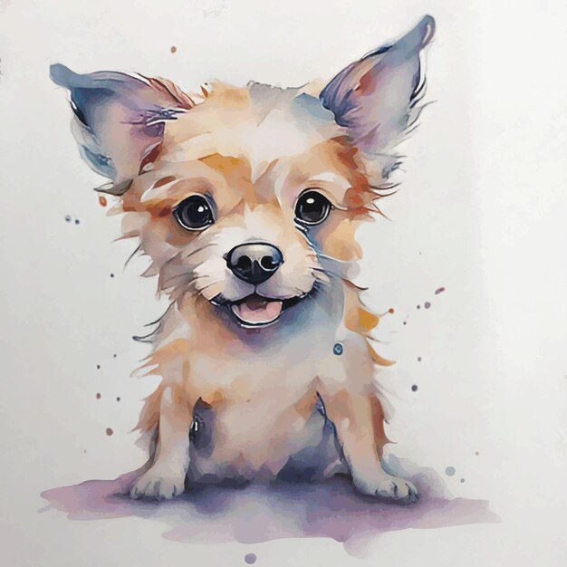 Vetor aquarela de cão bonito