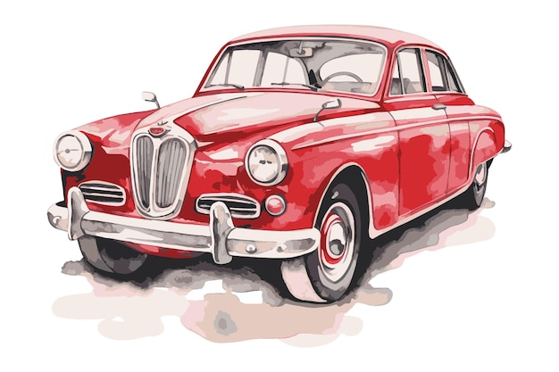 aquarela de carro vintage vetor fundo branco